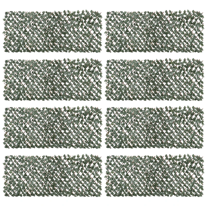 Outsunny Sztuczny żywopłot, zielona ściana roślinna, 8 elementów, dekoracja ogrodowa, 2 x 1 m, zielony