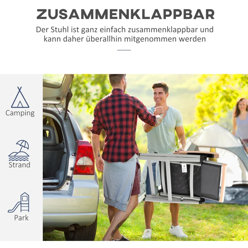 Outsunny krzesło składane krzesło ogrodowe z podłokietnikiem do ogrodu