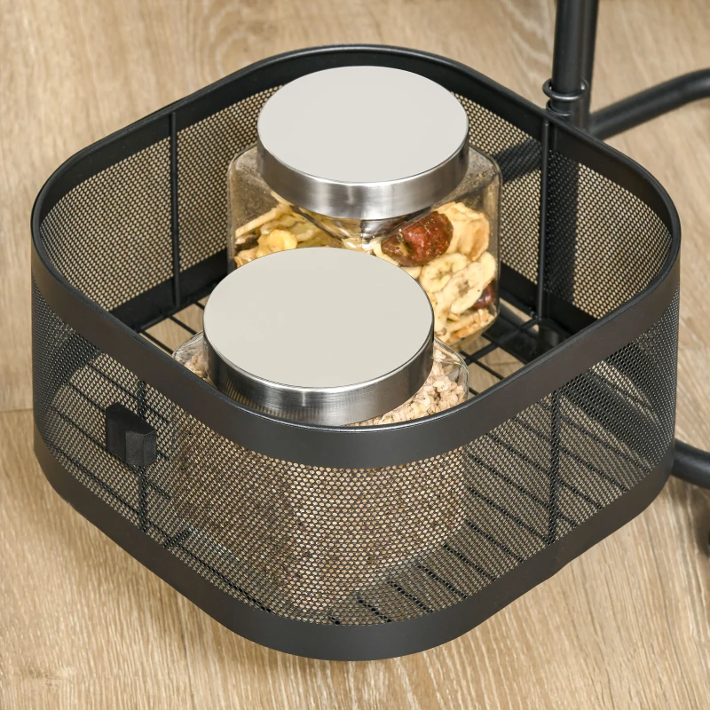 HOMCOM Carrello Portavivande con 4 Cestelli, Piano d'Appoggio e Ruote, in Acciaio e PP, 33x33x77 cm