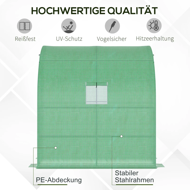 Outsunny polykas staal groen 200 cm x 100 cm x 215 cm(m-4)
