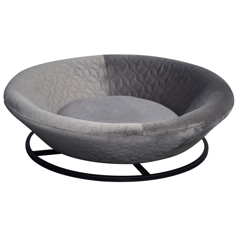 PawHut Hundesofa in Beckenform mit Weichem Bezug, Drehbar Haustiersofa mit Metallbeinen, Hundebett Katzensofa Grau 72x72x21 cm