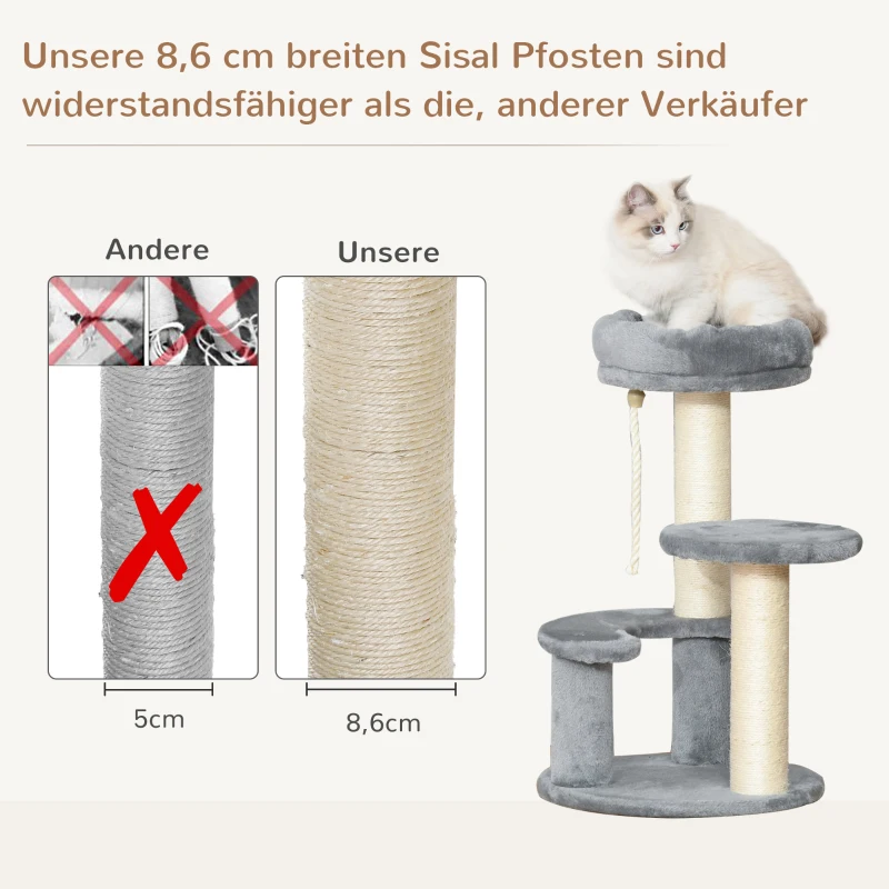 PawHut Kattenboom klimboom speelboom kattenbed kattenkrabboom grijs