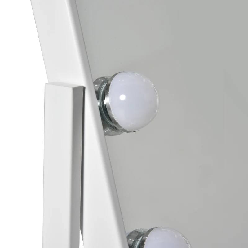 HOMCOM Espelho de Maquilhagem Espelho de Mesa com 12 Luzes LED 3 Temperaturas de Cores Ecrã Tátil Ajustável e Função de Memória para Dormitório Casa de Banho 32,8x11x47,4cm Branco