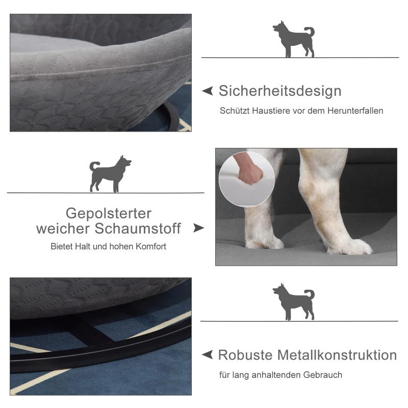 Sofa dla psa w kształcie miski z miękkim obiciem legowisko dla psa sofa dla kota kolor szary