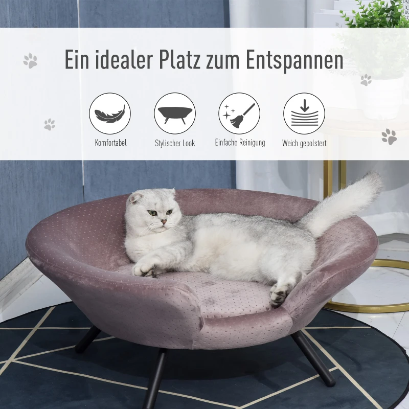 Sofa dla psa w kształcie miski z miękkim obiciem sofa dla zwierząt domowych sofa dla kota metalowe nogi