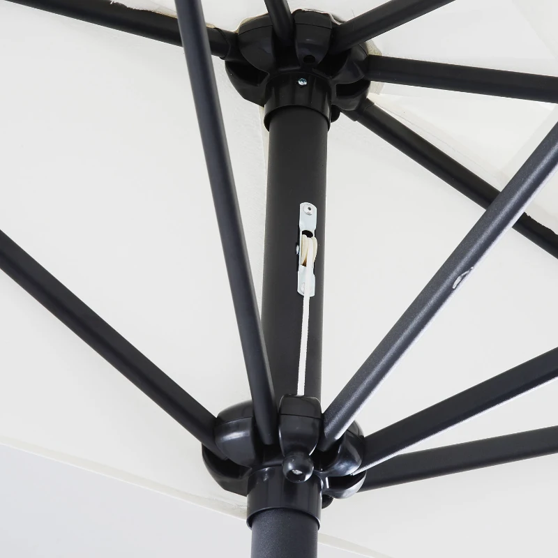 Outsunny PARASOL OGRODOWY ALUMINIOWY Z KORBKĄ PÓŁKOLISTY kremowy