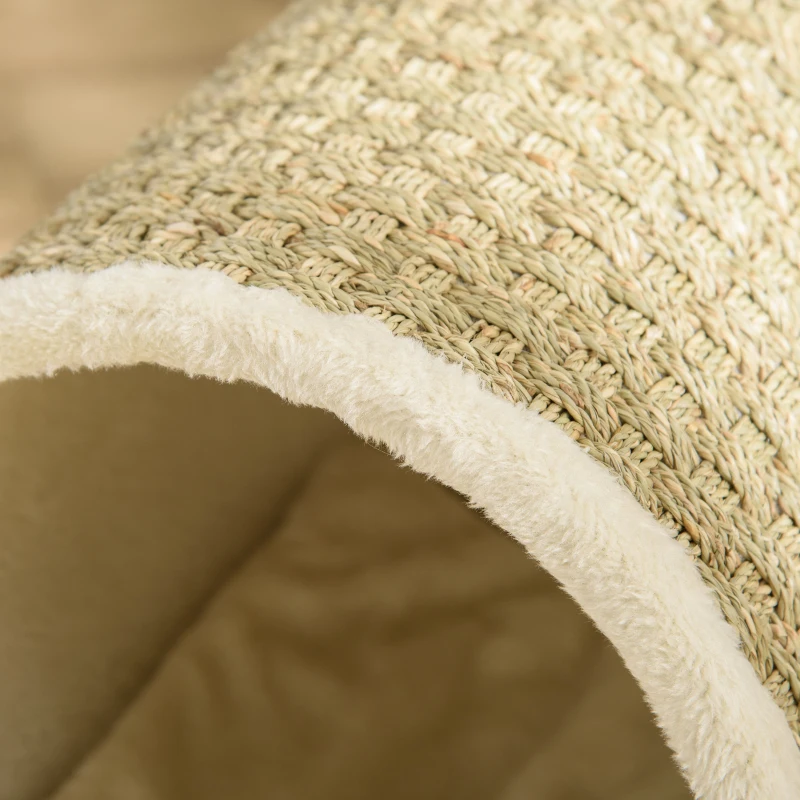 PawHut Kattenhol met Krabvlak incl. Kussen, Krabton, 41 cm x 38 cm x 43 cm, Natuur + Beige