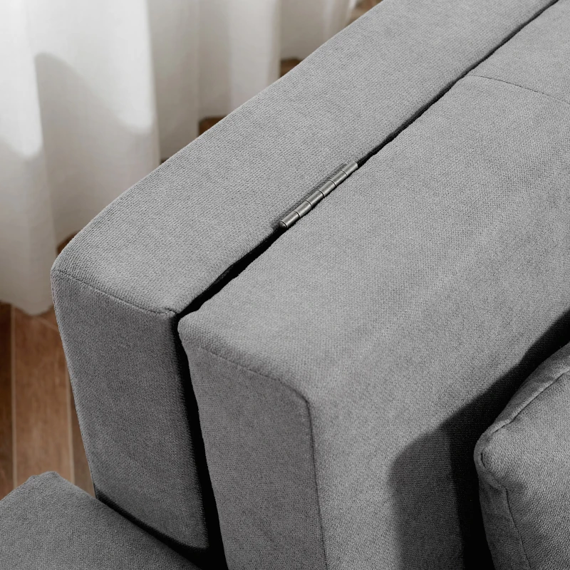 HOMCOM Sofá Cama de 2 Lugares Estofado em Algodão com 2 Almofadas Apoio para os Braços e Armazenamento Sofá Duplo Moderno para Sala de Estar Escritório 152x101x81cm Cinza