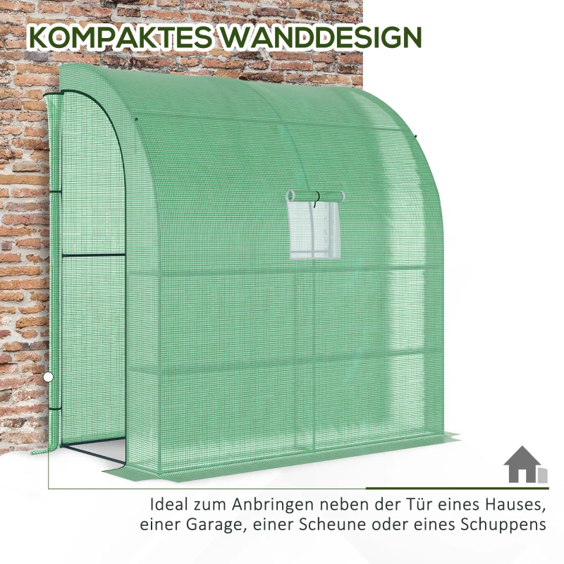 Outsunny polykas staal groen 200 cm x 100 cm x 215 cm(m-5)