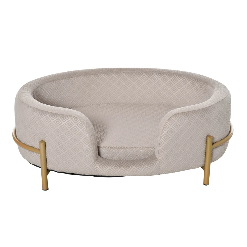 PawHut Huisdierenbank hondenbank kattenbank zacht rugleuning metalen poten grijs