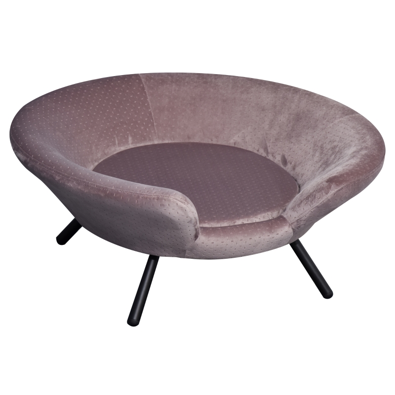 PawHut Hundesofa in Beckenform mit Weichem Bezug, Haustiersofa mit Metallbeinen, Hundebett, Katzensofa, 74 x 68,5 x 31 cm