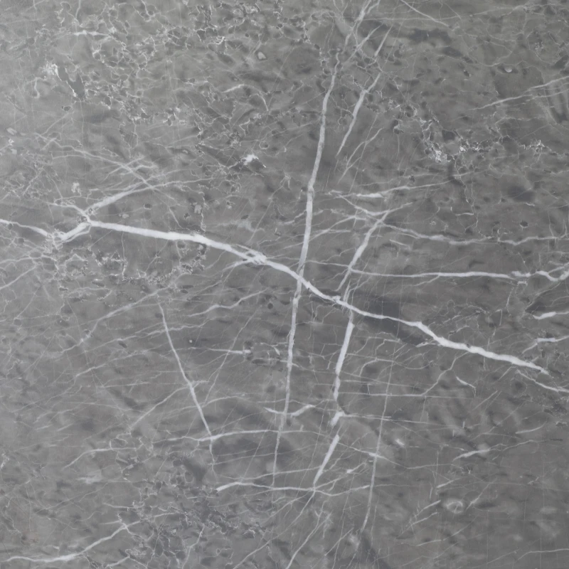 Outsunny Moderne Bijzettafel voor Buiten – Grijs Marmeren Tafelblad met Metaal Frame, Geschikt voor Tuin en Terras