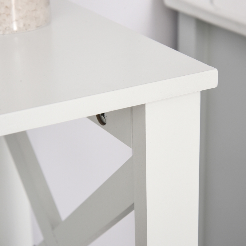 kleankin Armário para Casa de Banho com 2 Prateleiras Abertas e 2 Gavetas Móvel Auxiliar de Armazenamento pra Cozinha Sala de Estar Dormitório 60x30x91,5cm Branco