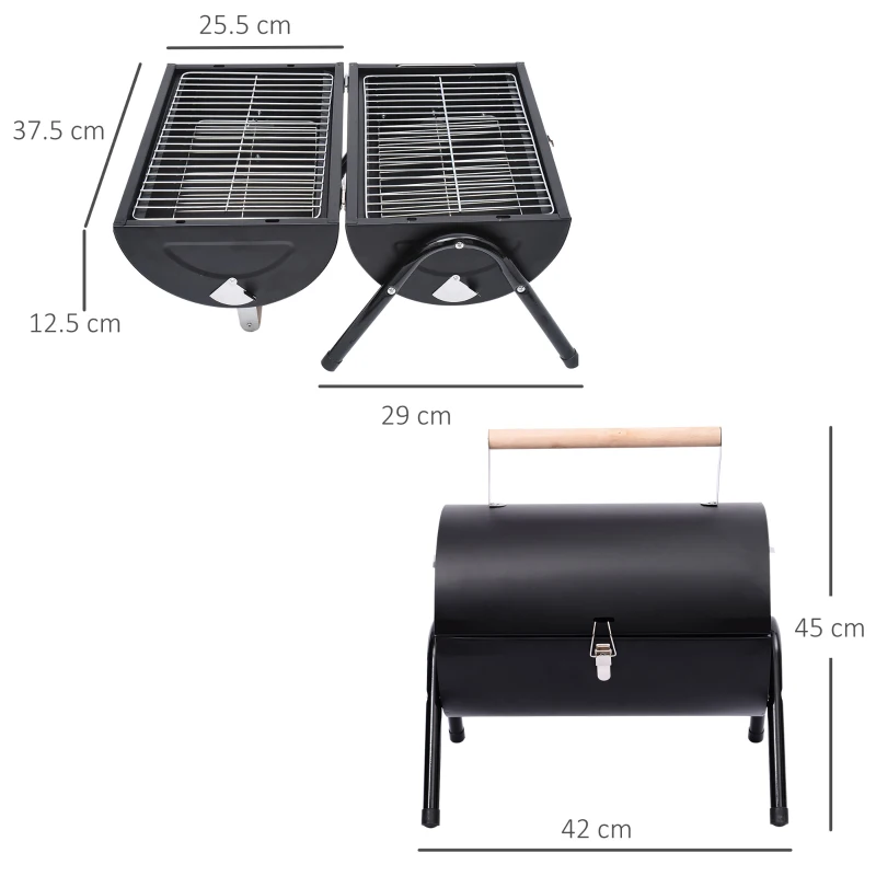 Outsunny Portable Folding Charcoal BBQ Grill Outdoor Tabletop Barbecue Grill Easy to Carry for Garden Camping Picnic Party