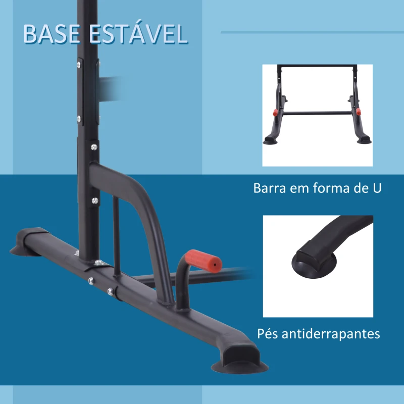 HOMCOM Torre de Exercícios Estação Multifuncional Altura Ajustável com 7 Orifícios para Treinamento Fitness para Casa Academia Escritório Carga Máxima 120kg 123x98x189-239cm Preto e Vermelho