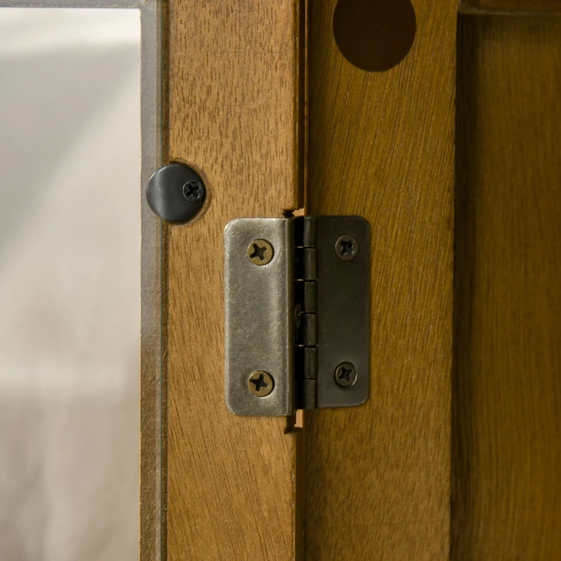HOMCOM Aparador Auxiliar com 2 Portas de Vidro Armário de Sala de Estar Múltiuso com 2 Prateleiras Interiores Ajustáveis Estilo Rústico para Cozinha Sala de Jantar 66x31,8x86,8 cm Nogueira