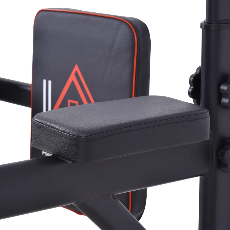 HOMCOM Torre de Exercícios Estação Multifuncional Altura Ajustável com 7 Orifícios para Treinamento Fitness para Casa Academia Escritório Carga Máxima 120kg 123x98x189-239cm Preto e Vermelho