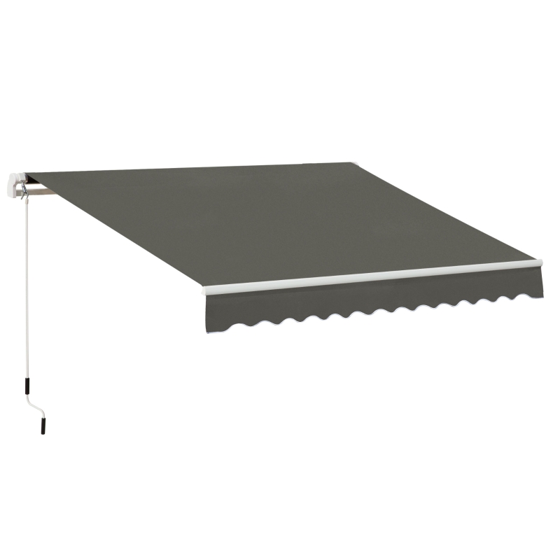 Outsunny Awning Canopy Manual Retractable Porch Sun Shade Shelter 3 x 2m Grey