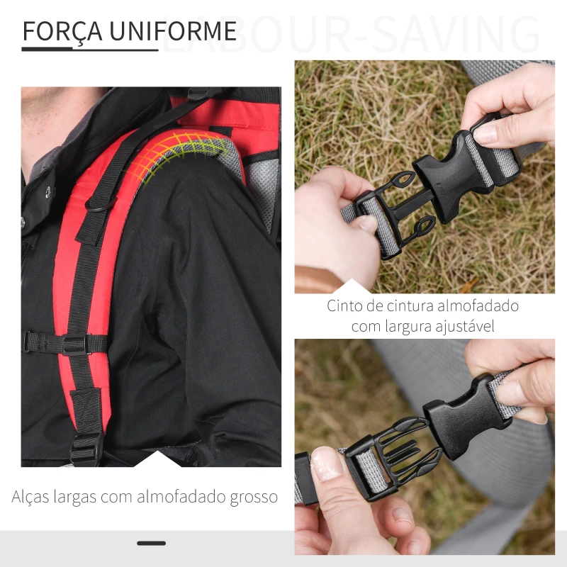HOMCOM Mochila Porta Bebés Dobrável Mochila Porta Bebés Ergonómica com Capa Impermeável Base de Suporte e Múltiplos Bolsos para 6-36 Meses Carga Máxima 15kg 38x77x87,5cm Vermelho