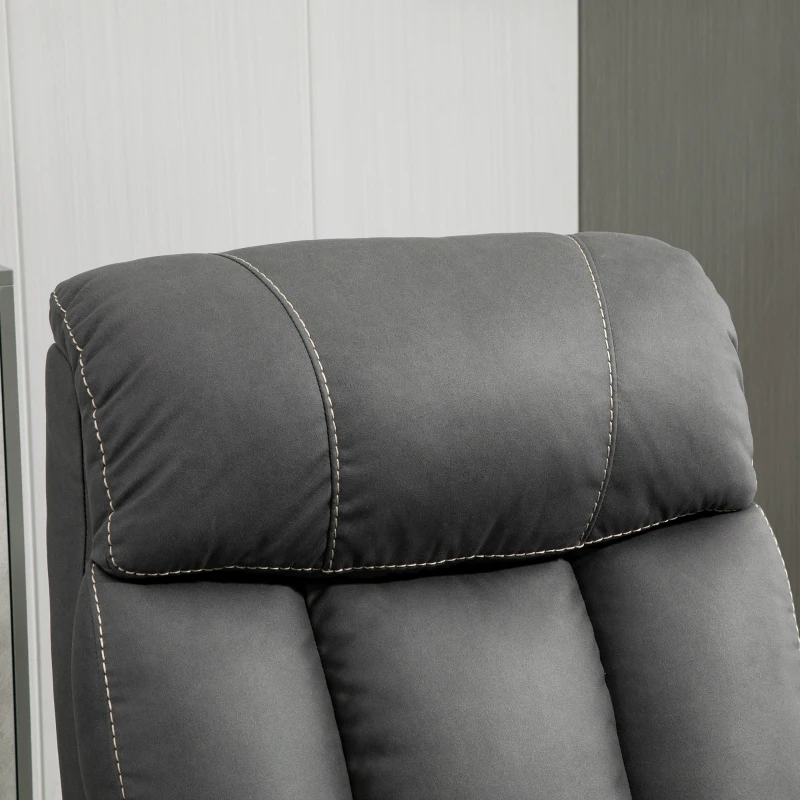 HOMCOM Poltrona Reclinável Elétrica Estofada em Tecido Técnico Poltrona Relax com Reclinação 155° Apoio para os Pés e 2 Bolsos Laterais 95x90x105cm Cinza