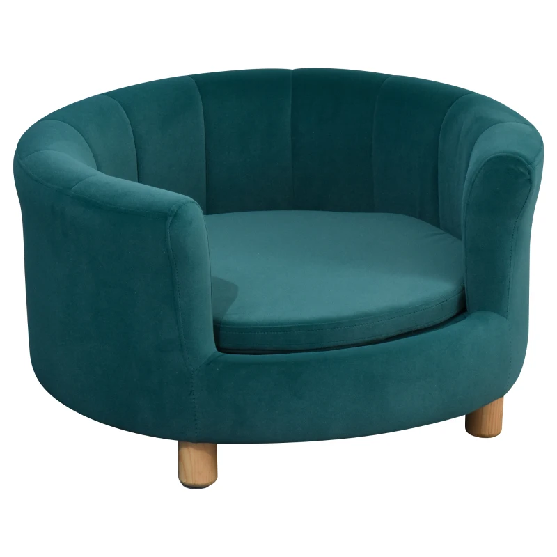 PawHut Hondenbank met zachte bekleding rond hondenbed hondenbank met houten poten