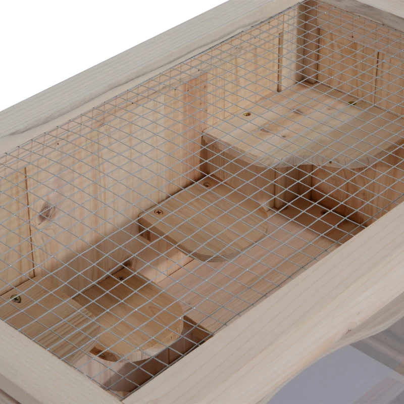 PawHut Houten knaagdierenkooi kooi muizenkooi ratten chinchillakooi klein huisdier 60 x 35 x 42 cm(m-9)
