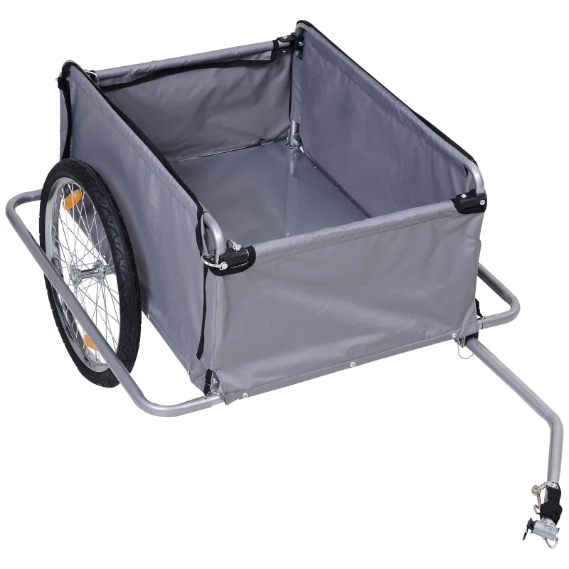 HOMCOM Transportaanhanger fietsaanhanger fiets opvouwbaar CargoTrailer grijs(m-10)