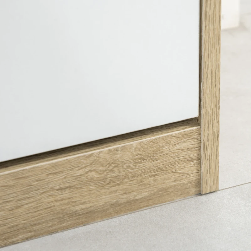 HOMCOM Armário para Sapatos Sapateira de Madeira com 2 Portas Abatíveis 4 Prateleiras de Armazenamento Capacidade 8 Pares de Sapatos para Entrada Corredor Dormitório 62,5x26x81cm Branco e Natural