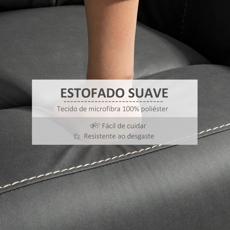 HOMCOM Poltrona Reclinável Elétrica Estofada em Tecido Técnico Poltrona Relax com Reclinação 155° Apoio para os Pés e 2 Bolsos Laterais 95x90x105cm Cinza