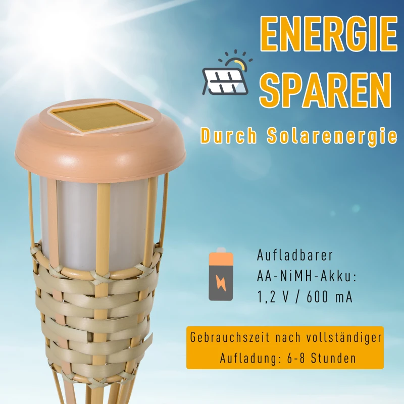Outsunny® Solarleuchte Gartenlicht 2er-Set Lampe Flamme 36 LEDs Wasserdicht ABS Ø12 x 116 cm