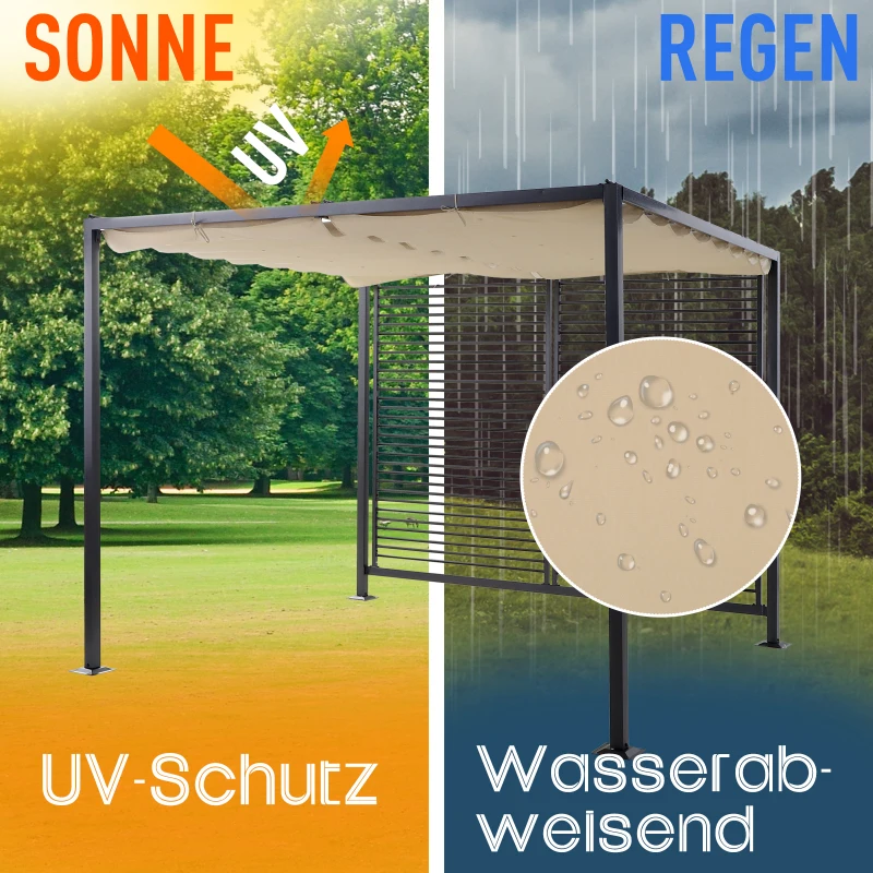 Pawilon pergola namiot imprezowy zadaszenie dach z tkaniny z możliwością regulacji poliester beżowy