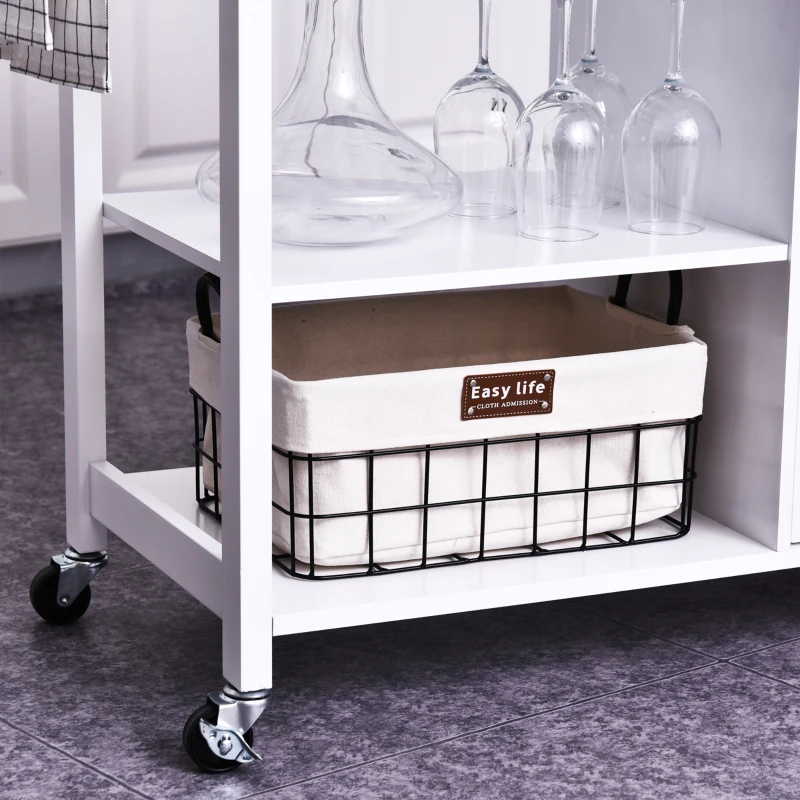 Homcom Carut Bucatarie Lemn – 88,5×40×86 cm, Design Clasic cu 2 Sertare(m-10)