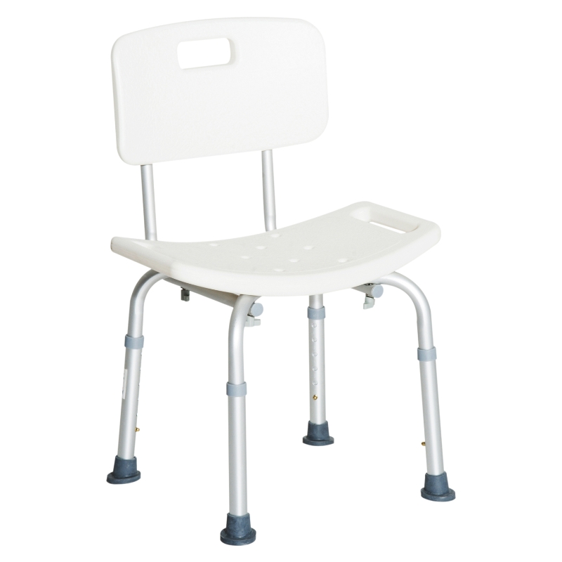 HOMCOM Silla ducha aluminio ayuda baño taburete banqueta regulable ajustable wc asiento 55 x 50,6 x 67,5-85,5cm (Lx An x Al)