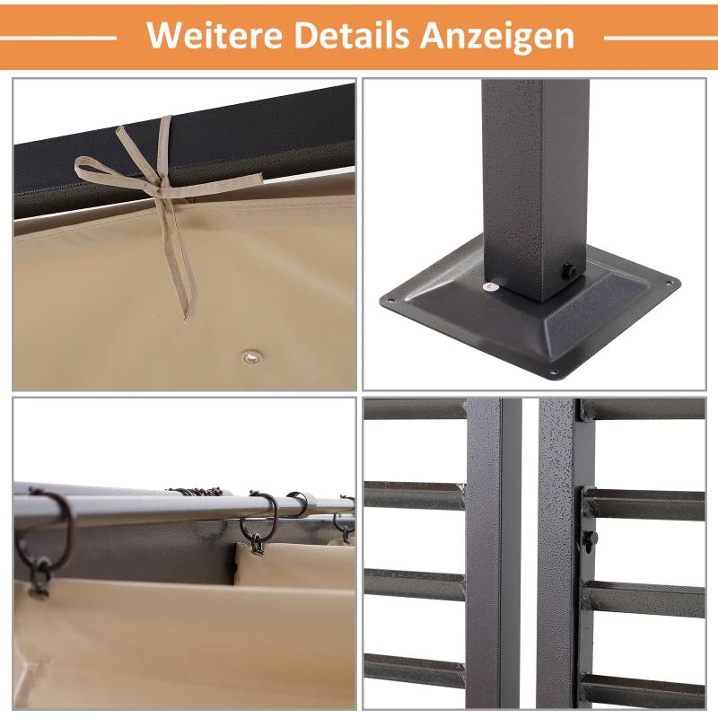 Pawilon pergola namiot imprezowy zadaszenie dach z tkaniny z możliwością regulacji poliester beżowy