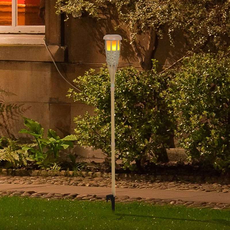 Outsunny® Solarleuchte Gartenlicht 2er-Set Lampe Flamme 36 LEDs Wasserdicht ABS Ø12 x 116 cm