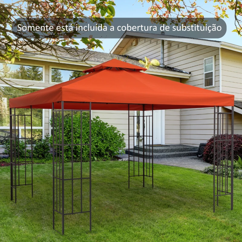 Outsunny Toldo de Substituição 3x3m para Pérgolas Toldo de Substituição de Pérgolas de Jardim Terracota