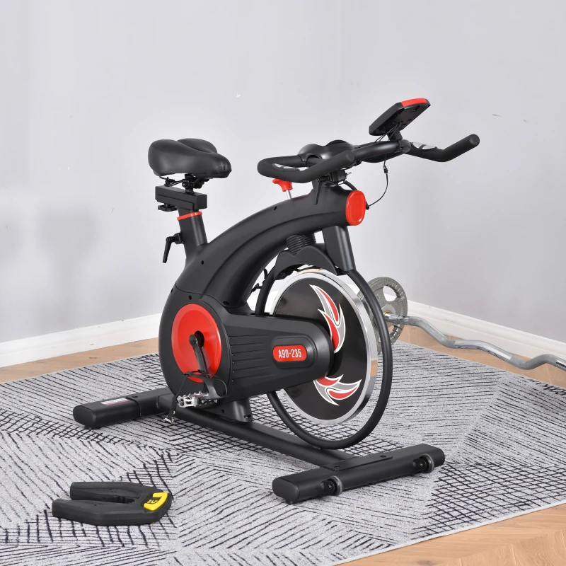 HOMCOM Fahrradtrainer Indoor Heimtrainer mit 8KG Schwungrad Home Gym Cycling Bike Trainer Fitnessfahrrad Stufenlos Widerstand Stahl 107 x 52 x 104-119 cm