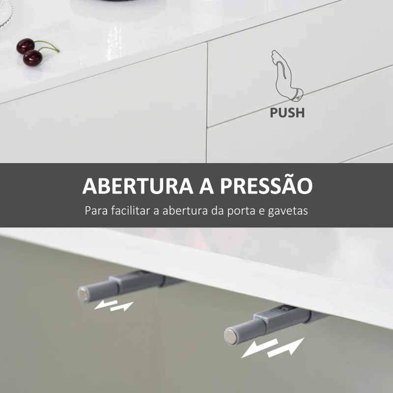 HOMCOM Aparador de Sala de Estar com 3 Portas 2 Gavetas e Prateleira Interior Ajustável Móvel Auxiliar de Armazenamento para Cozinha Dormitório Anti-Rolamento 117x36x74cm Branco
