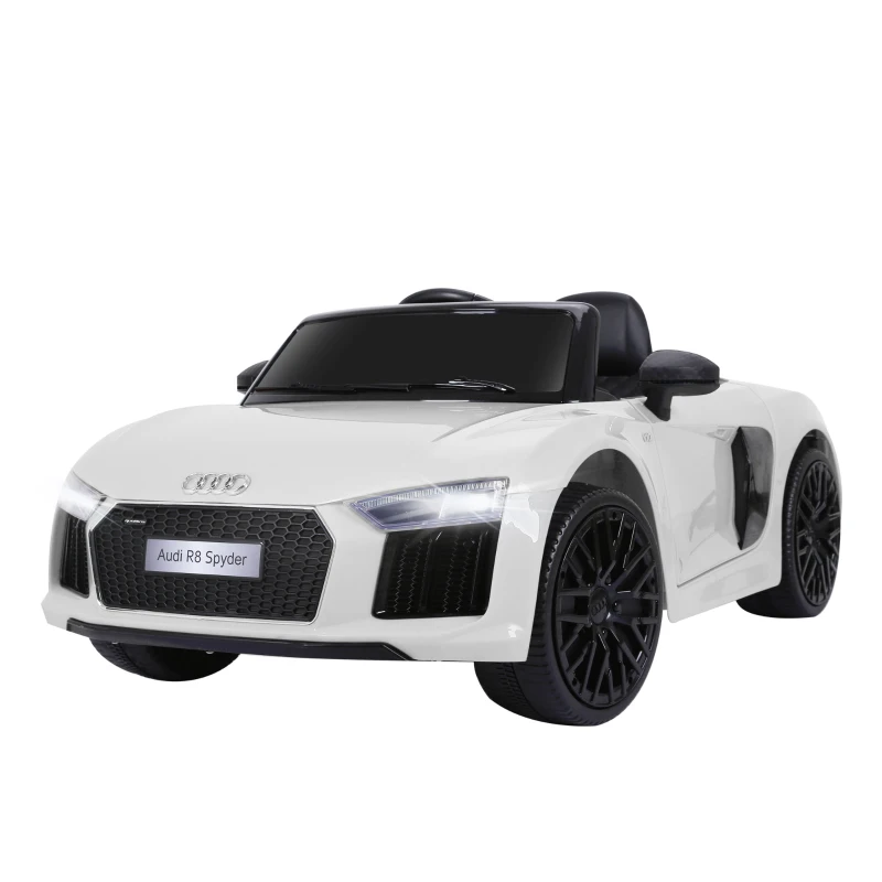 HOMCOM Coche Eléctrico para Niño mayores de 3 años Audi R8 con Mando a Distancia MP3 USB Luces y Sonidos Apertura de Puerta 123x71x49cm Carga 30kg