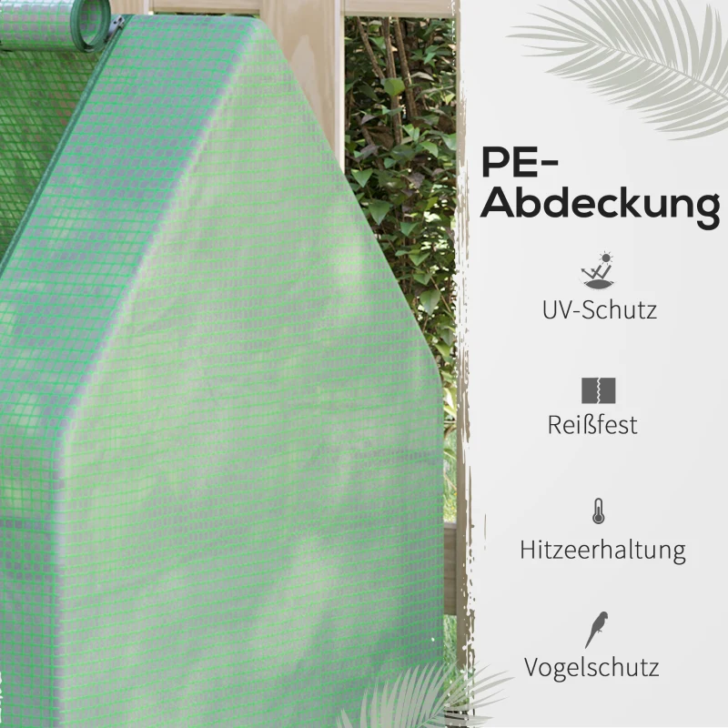 Szklarnia foliowa Outsunny skrzynia inspektowa ze zwijanymi drzwiami szklarnia na pomidory 180 x 90 x 90 cm zielona