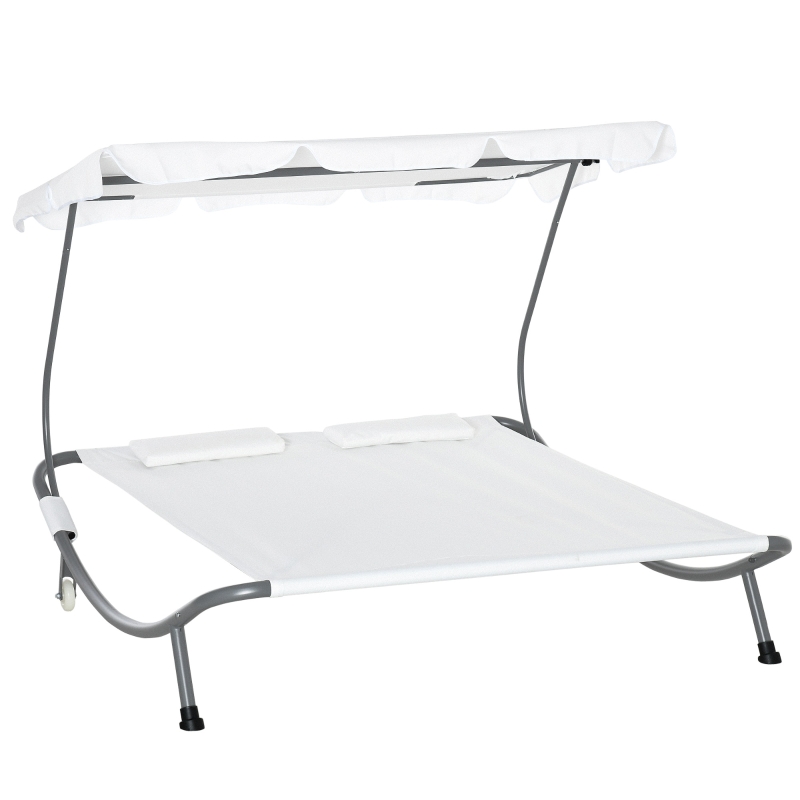 Outsunny Double Hammock Bed W/Pillows-Cream White