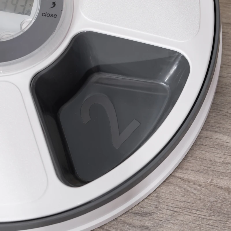 PawHut 6-komorowy automatyczny podajnik karmy 30,5 cm x 30,5 cm x 7,2 cm