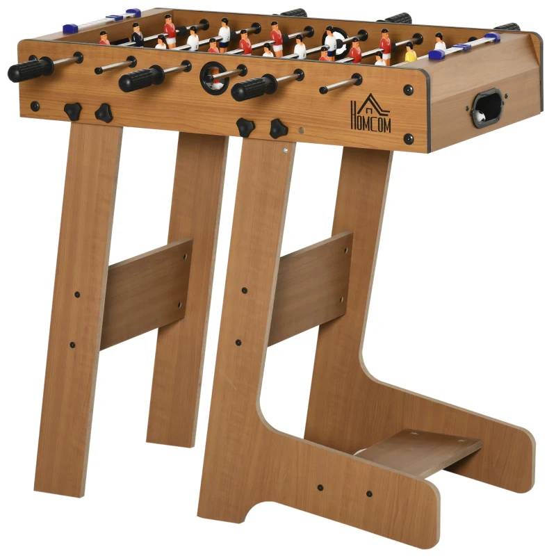HOMCOM Fotbal- Biliard pliabil compact din lemn cu 18 jucatori, 69x37x70cm