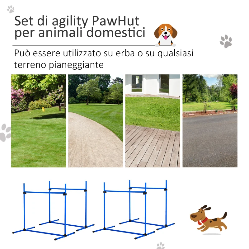 PawHut set din 4 obstacole pentru caini reglabile pe inaltime, 99x71x95, albastru