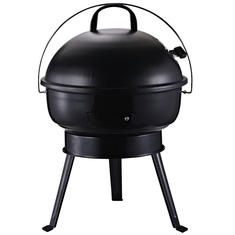 Outsunny® Kugelgrill Holzkohlegrill Camping Picknick Grill tragbare Metall Schwarz