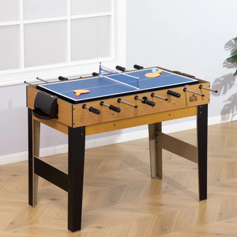 Masa multifunctionala 4 in 1 pentru fotbal de masa, biliard, tenis de masa si hochei cu accesorii incluse, MDF si otel, 107X61X84.5cm