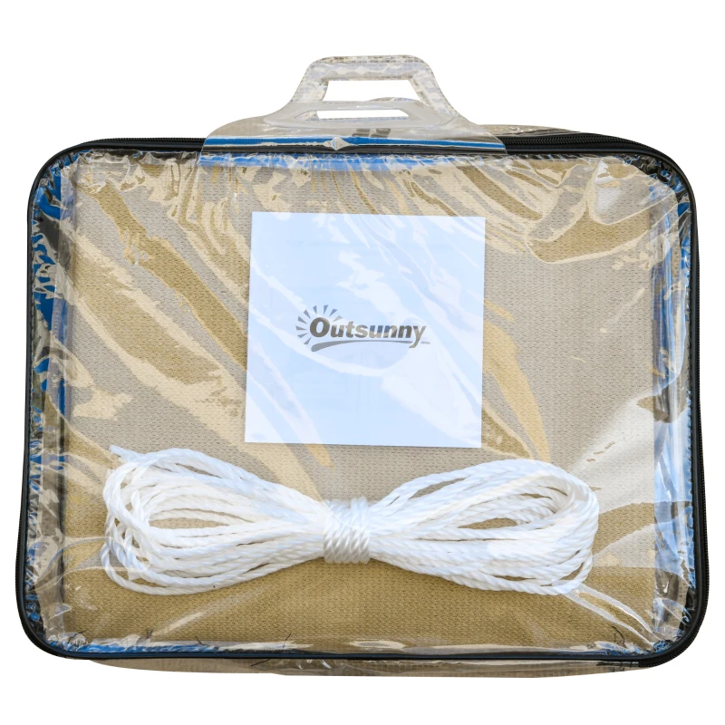 Outsunny Copertina Parasol Sail Patrata din HDPE Impermeabil Culoare Nisip 360x360cm