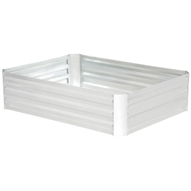 Outsunny Podwyższona grządka Ogrodowa z Ocynkowanej Stali – Idealna do kwiatów, ziół, Warzyw 120 x 90 x 30 cm