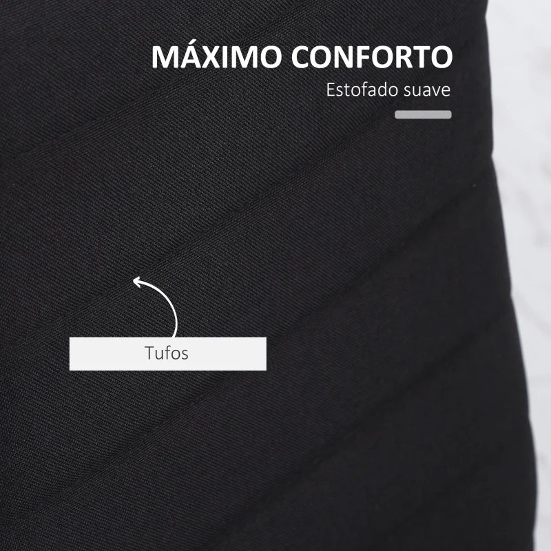 HOMCOM Conjunto de 4 Cadeiras de Sala de Jantar Estofadas em Linho com Pernas em Metal Cadeiras Modernas para Cozinha Quarto Suporta até 120 kg 41x50x97 cm Preto