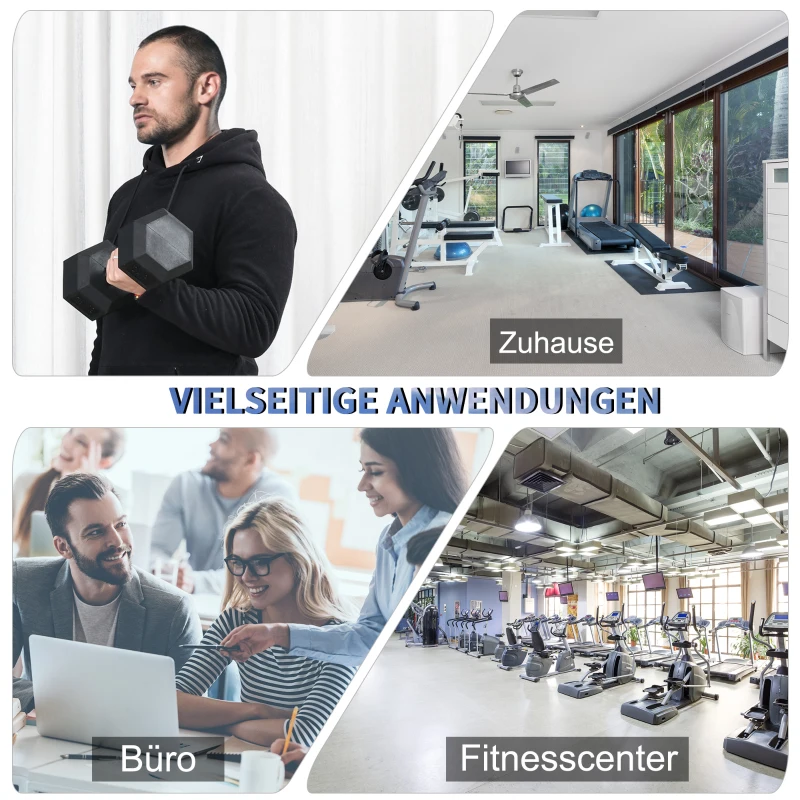 HOMCOM® Hantle gumowe fitness Pojedynczy hantle stalowy gumowy czarny 15 kg